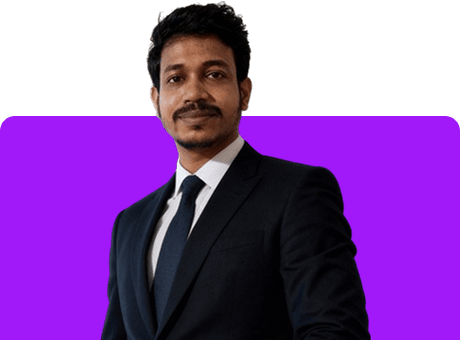 Subhadwip Tunga Professional businessman in suit with purple background, representing expertise, versatility, and entrepreneurship. Perfect for SEO keywords related to business, skills, trades, and personal development.