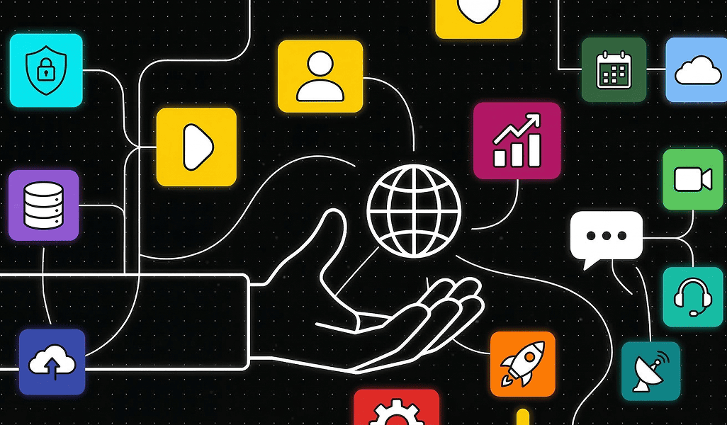 Grow Your Impact Smartphone displaying a "Write a Friend" app with options to connect, share, and earn, surrounded by colorful gift boxes and spheres, symbolizing social interaction and rewards.