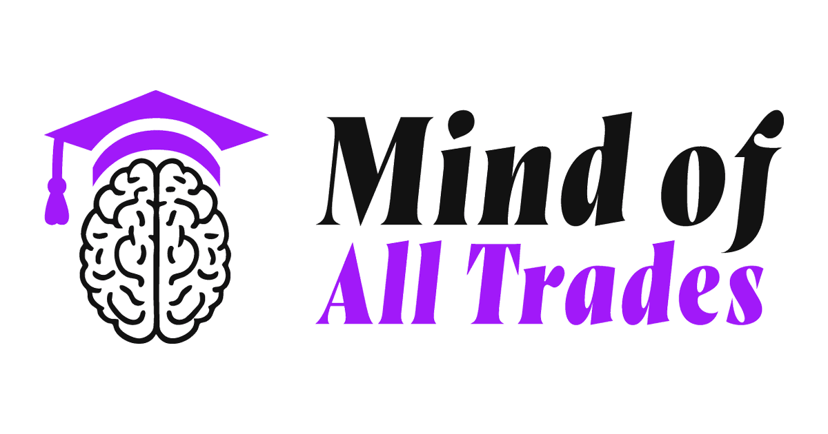 Mind of All Trades Logo Logo of Mind of All Trades featuring a brain with a graduation cap, symbolizing knowledge, learning, and versatility in skills and trades.