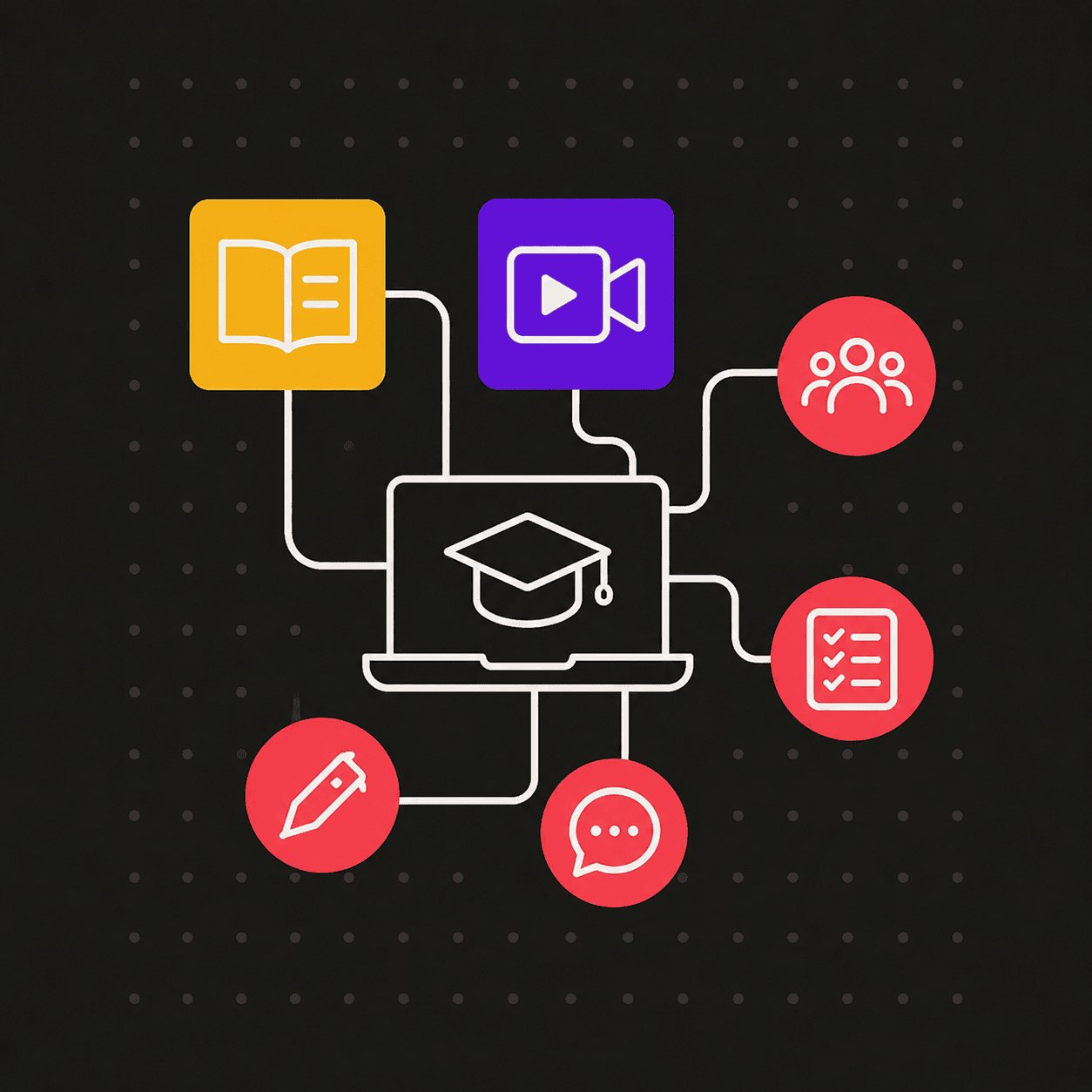 ChatGPT Image May 27, 2026, 07_52_09 PM A hand connecting icons representing education, training, and digital tools for online learning and professional development, symbolizing the essence of educators and trainers in a connected digital environment.